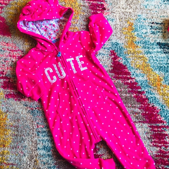 Carter’s Baby Girl’s Pink/White Dotted Coverall - Picture 2 of 2